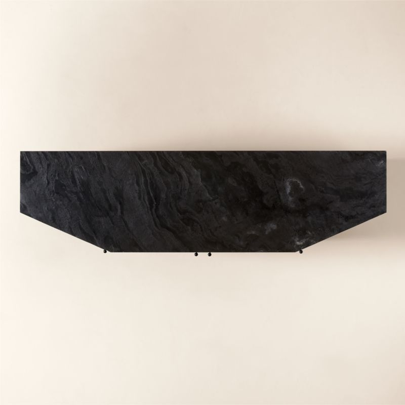 Triad 72" Black Cane and Marble Credenza - Image 6