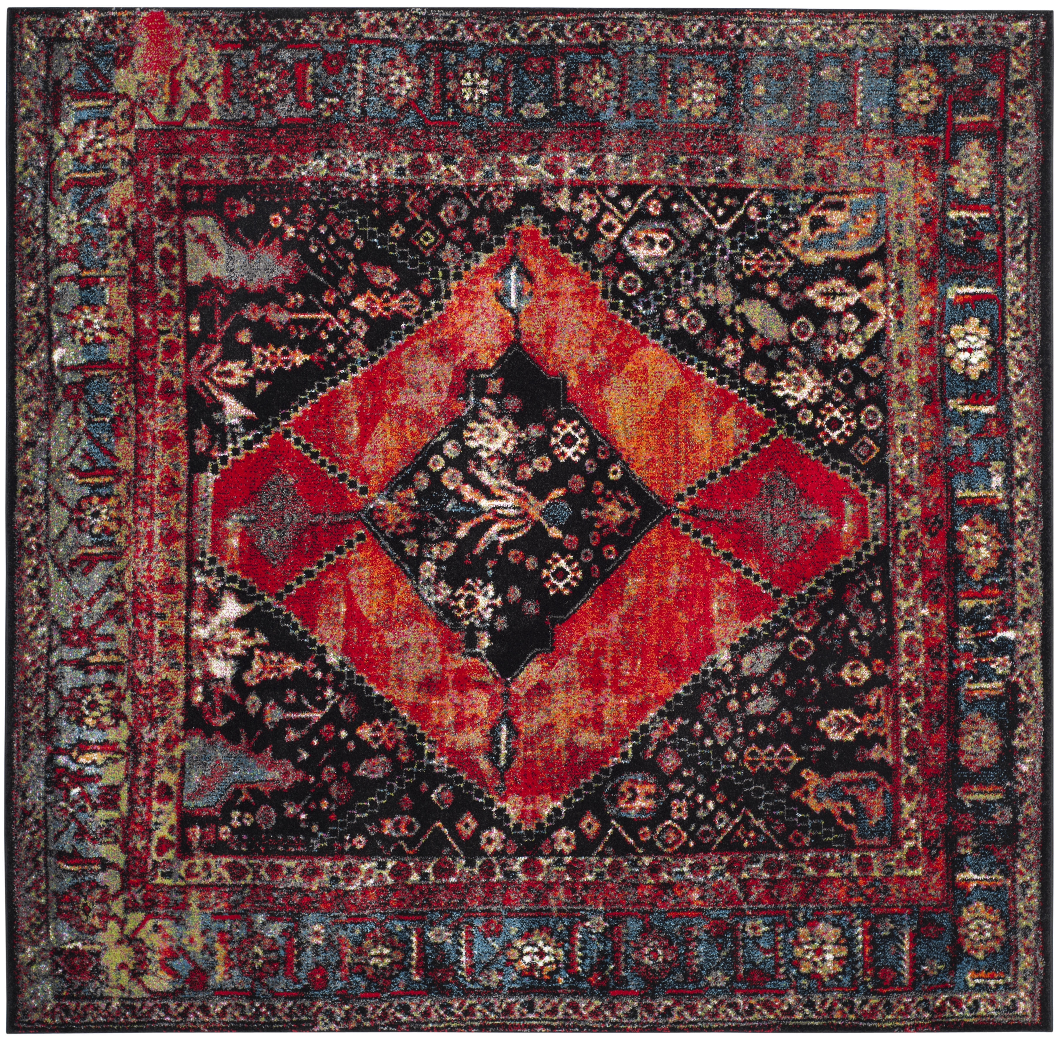 Arlo Home Woven Area Rug, VTH217B, Orange/Multi,  5' 3" X 5' 3" Square - Image 0