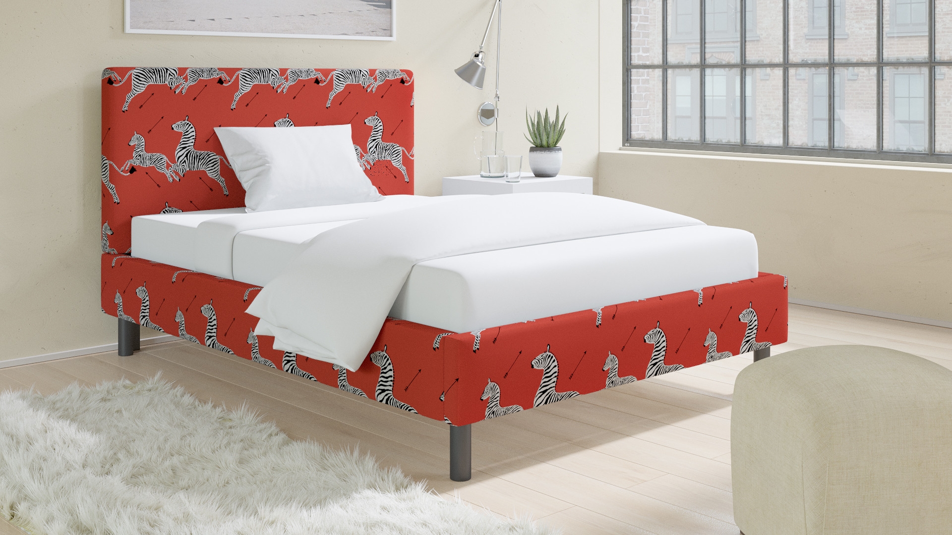 Tailored Platform Bed, Coral Zebra, Full - Image 2