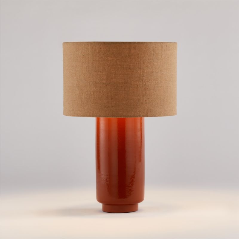 Avril Table Lamp with Burlap Drum Shade - Image 1