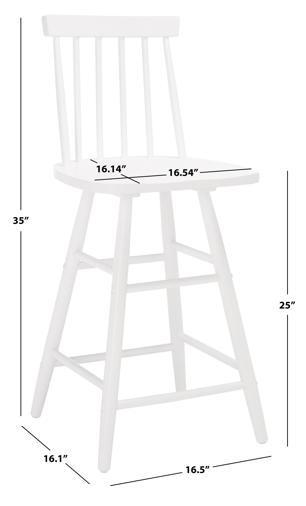 May Wood Counter Stool - White - Safavieh - Image 6