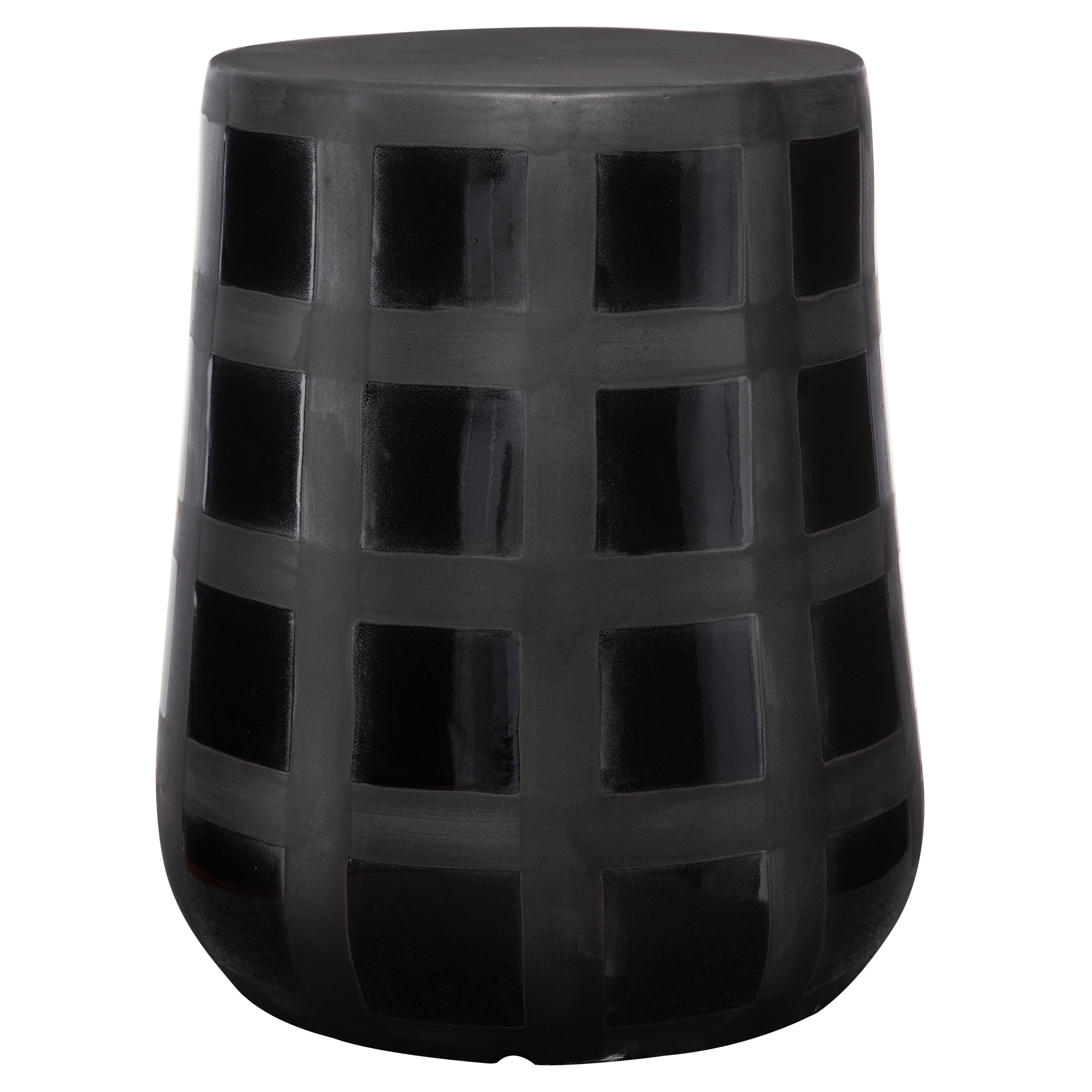 Patchwork Gridded Black Garden Stool - Image 2