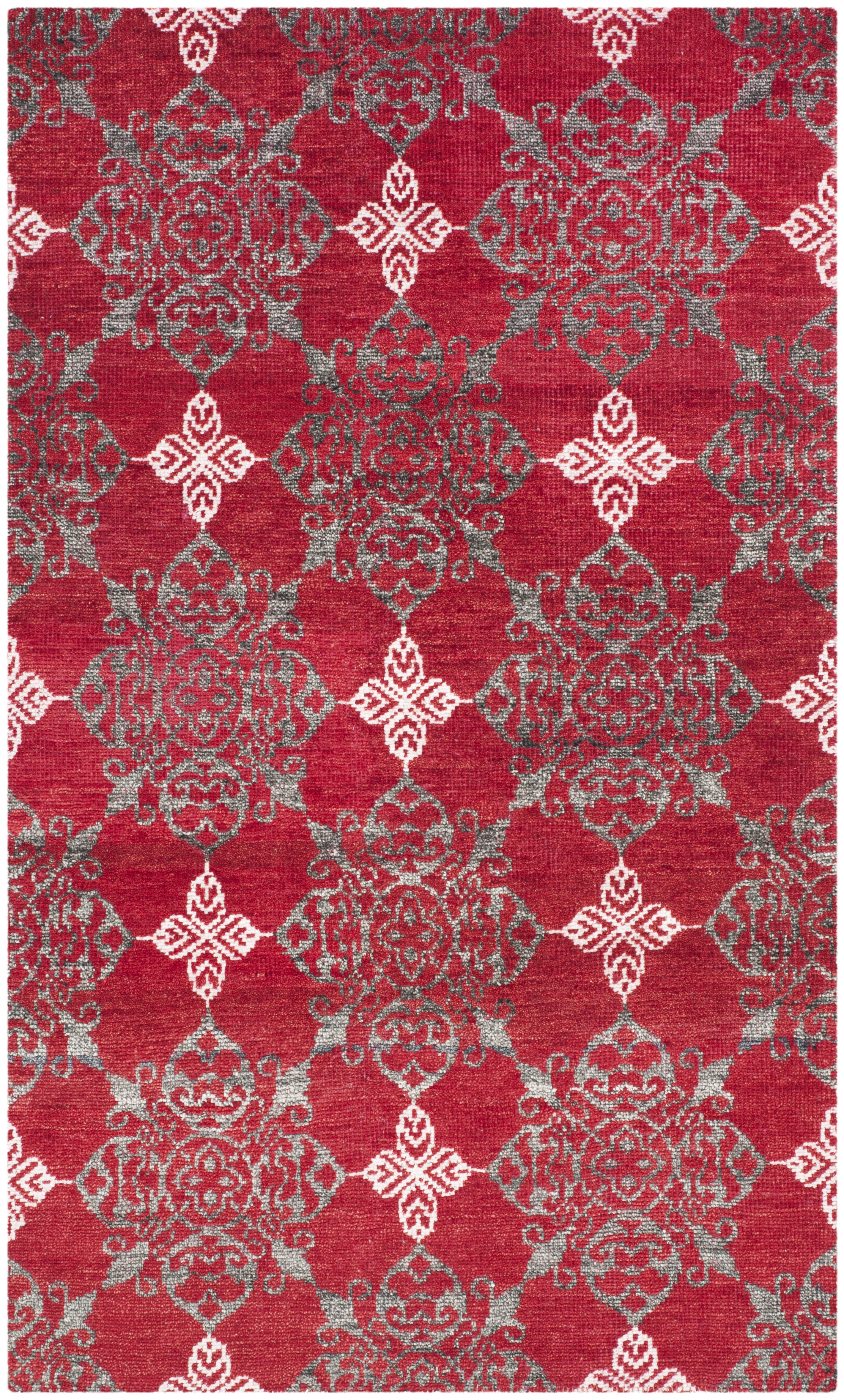 Arlo Home Hand Knotted Area Rug, STW243A, Red/Ivory,  5' X 8' - Image 0