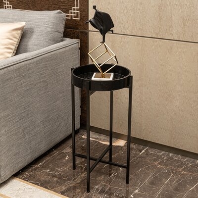 Everly Quinn Round Side End Tables, Metal Small Sofa Table With Cross Base - Image 0