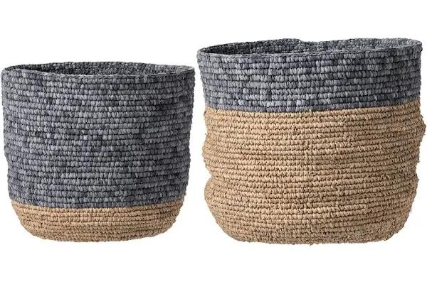 Natural Seagrass Baskets, Tan & Gray, Set of 2 - Image 0