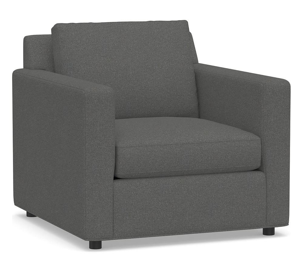 Sanford Square Arm Upholstered Armchair, Polyester Wrapped Cushions, Park Weave Charcoal - Image 0