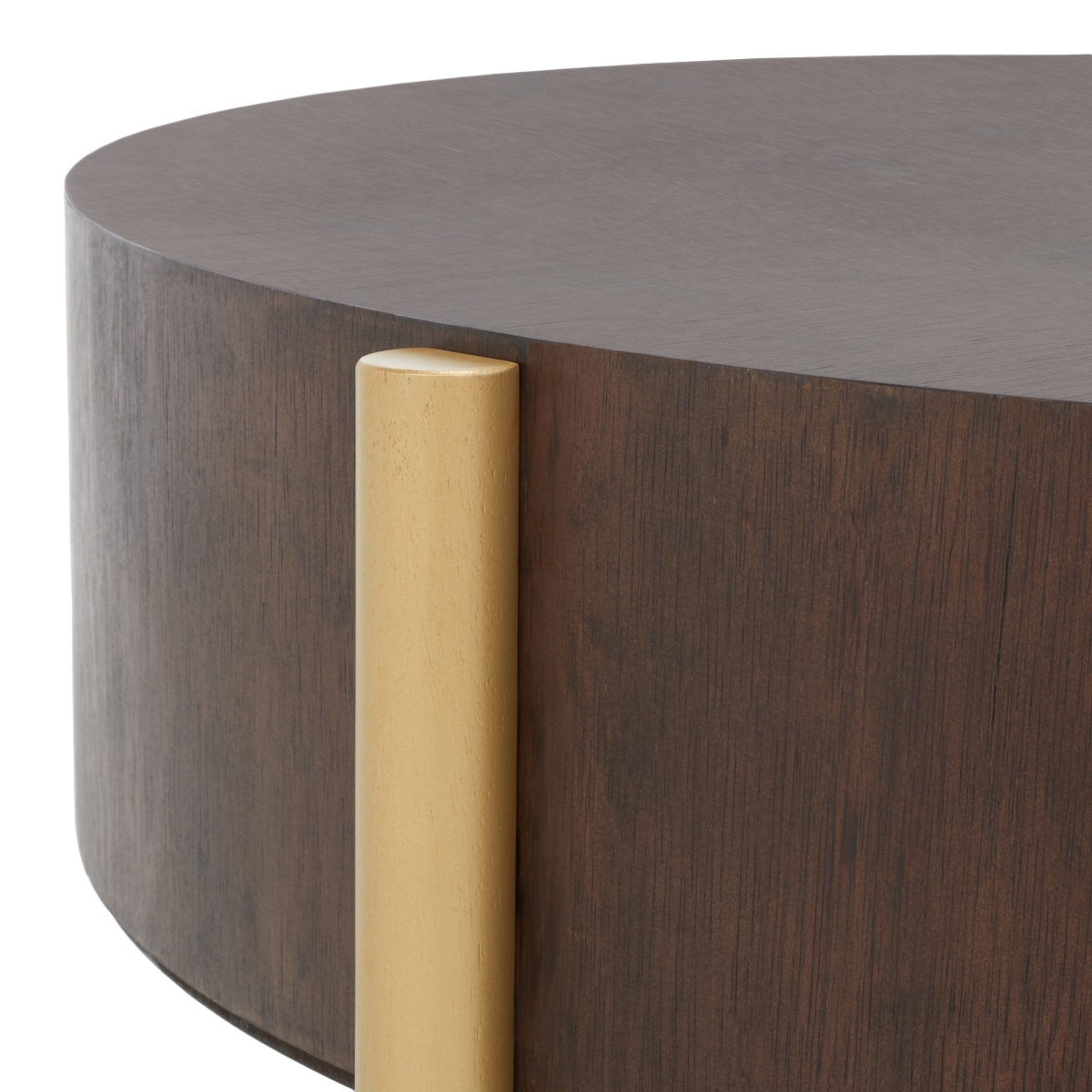 Diangela Round Coffee Table - Dark Oak / Gold - Safavieh - Image 2