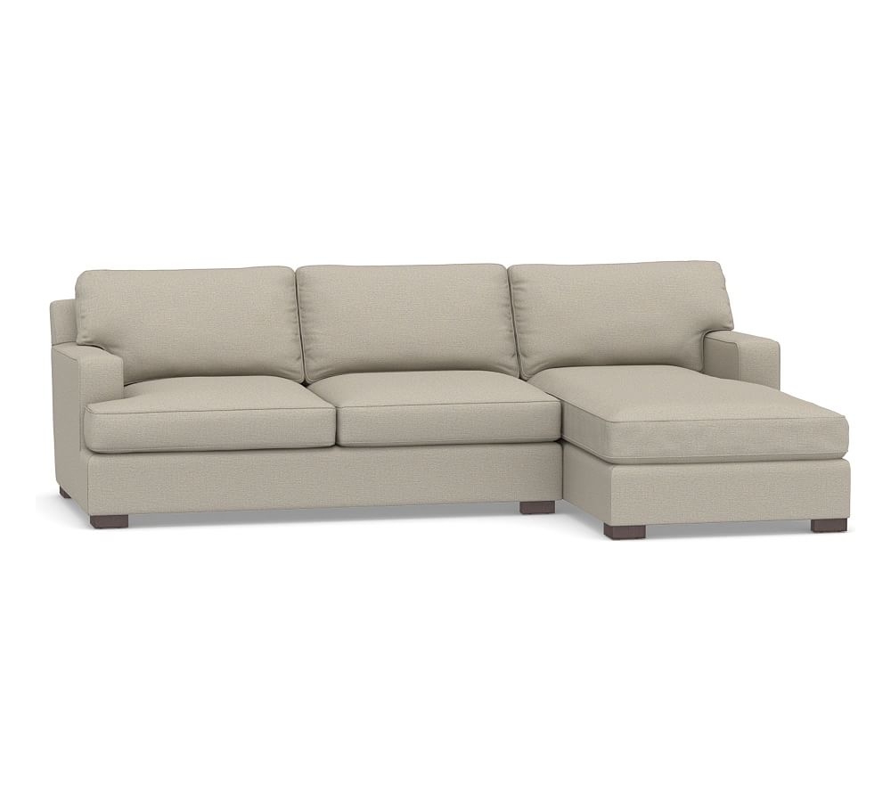 Townsend Square Arm Upholstered Left Arm Sofa with Chaise Sectional, Polyester Wrapped Cushions, Performance Boucle Fog - Image 0