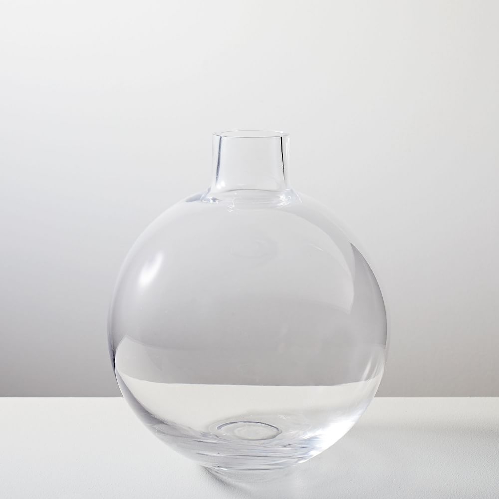 Foundations Glass Short Wide Vase, Clear, 9" - Image 0