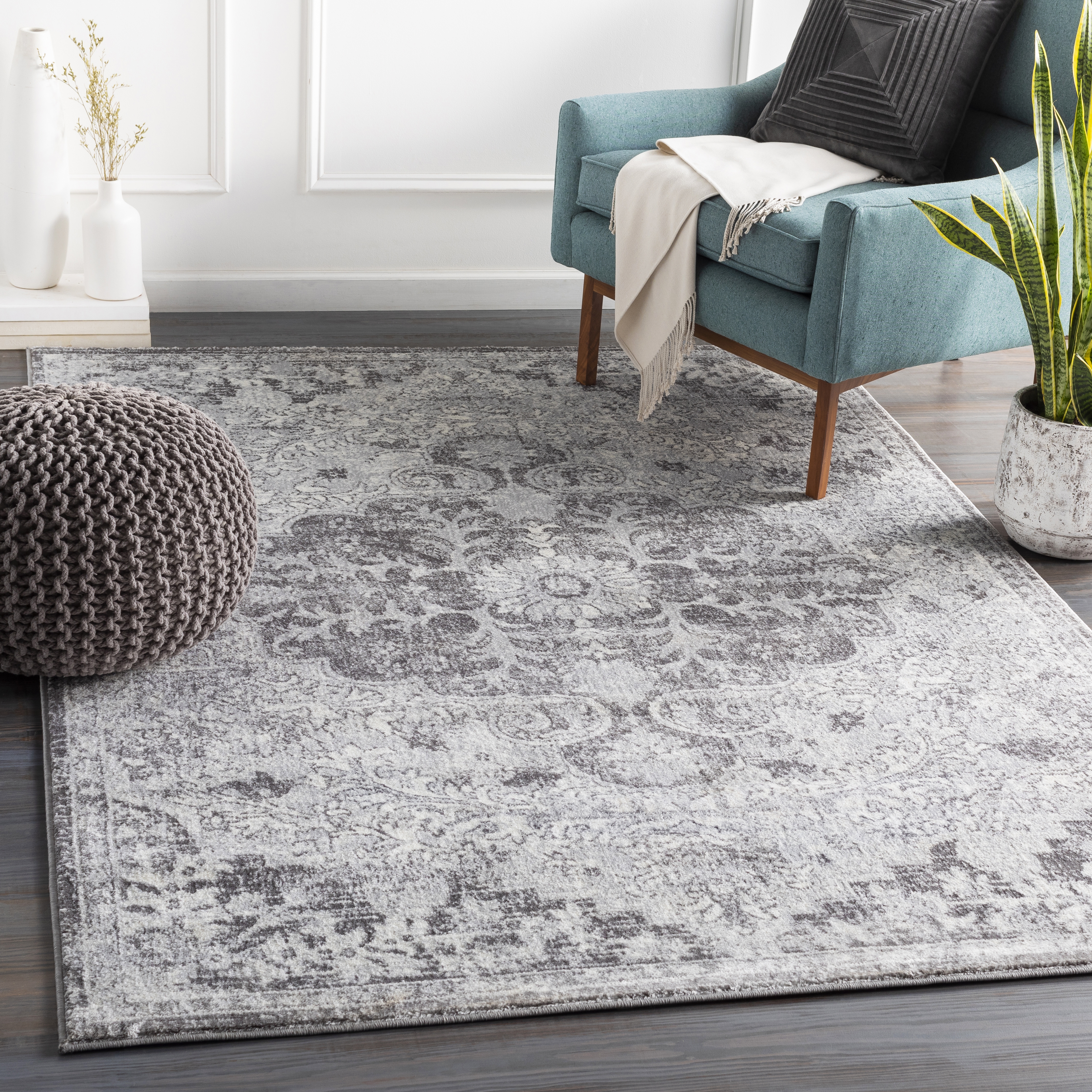 Wanderlust Gray Indoor 2' x 2'11" Machine Woven Rug - Image 1