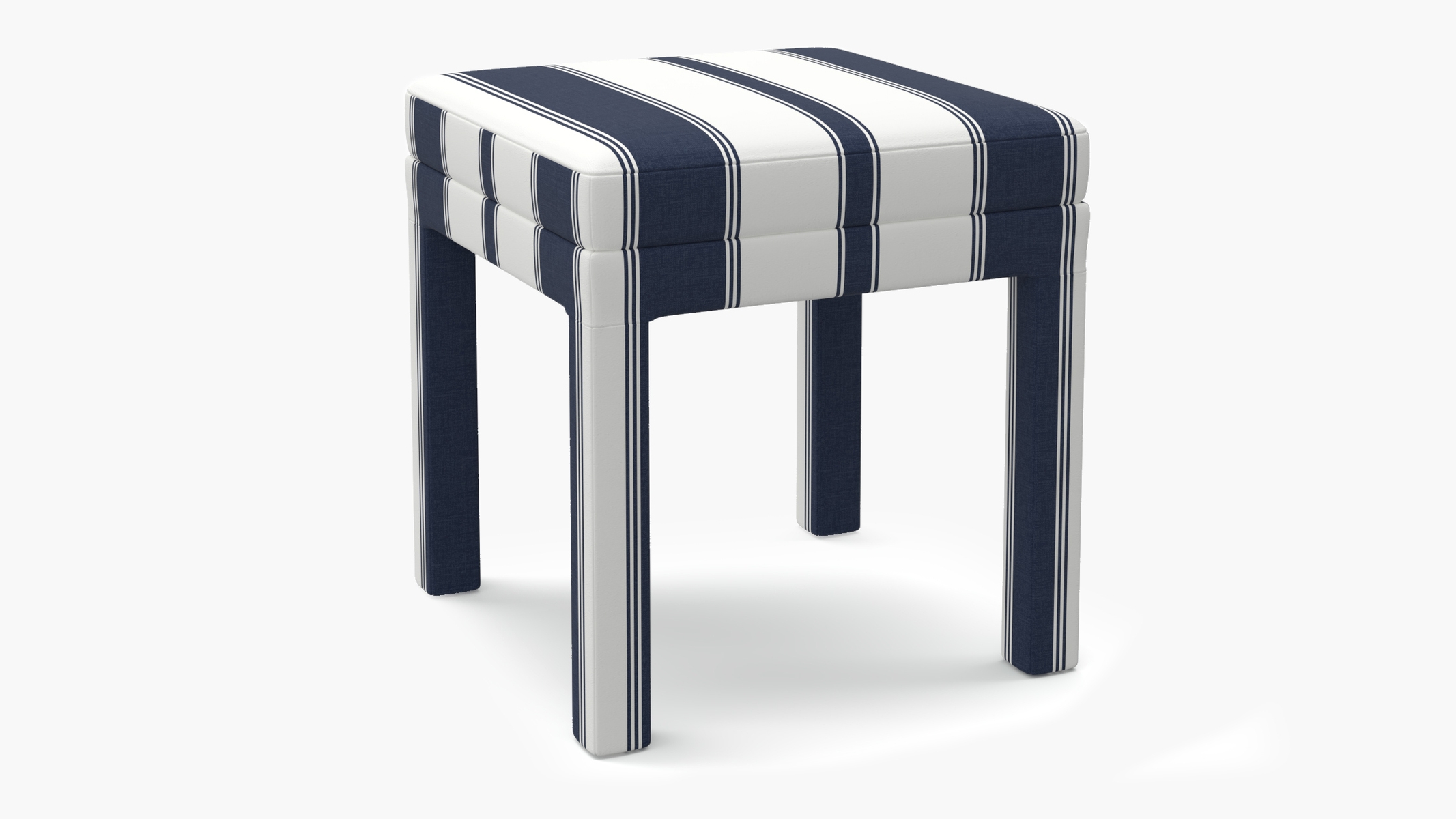 Parsons Ottoman, Navy Clarence Stripe - Image 1