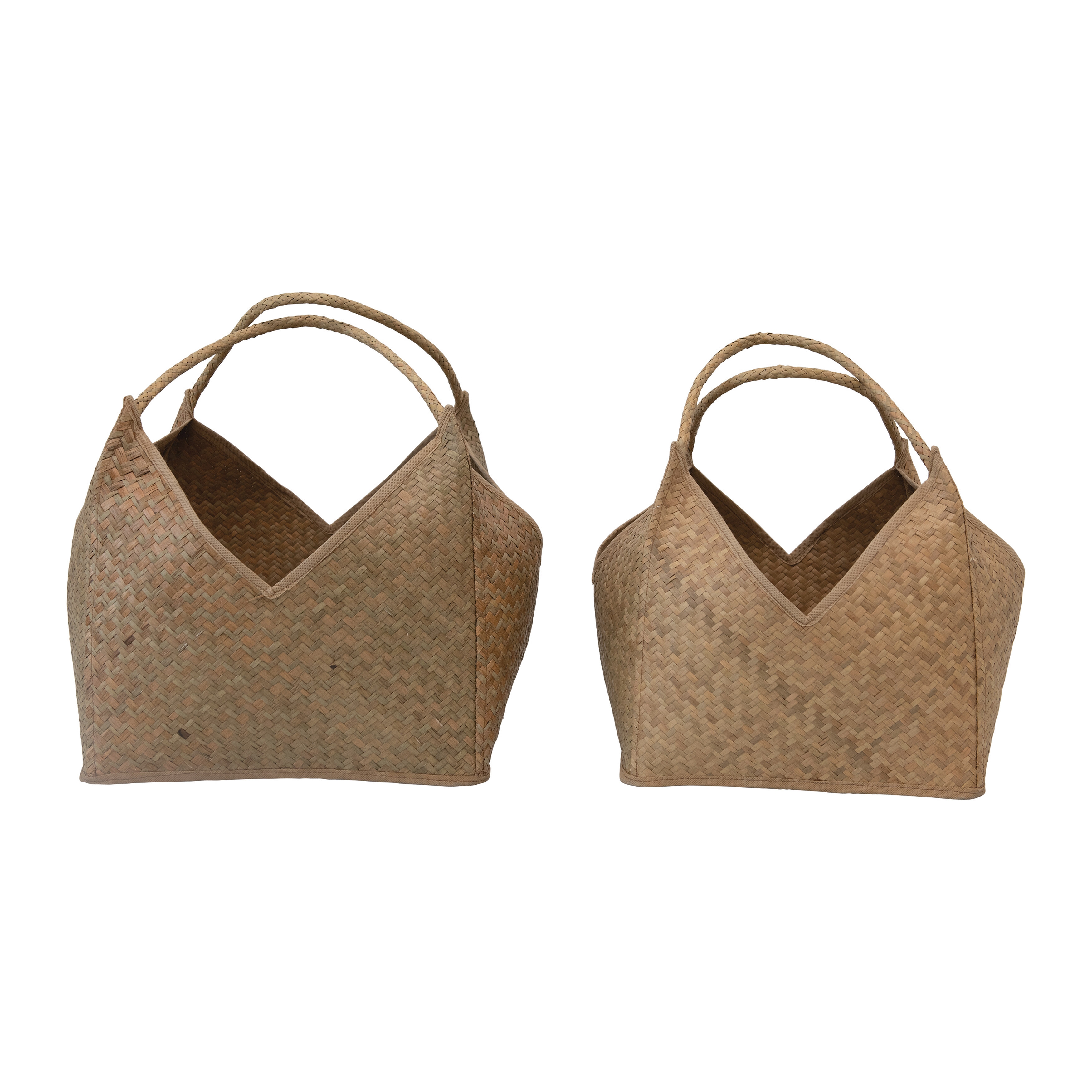 Square Seagrass Baskets with Handles, Set of 2 - Image 0