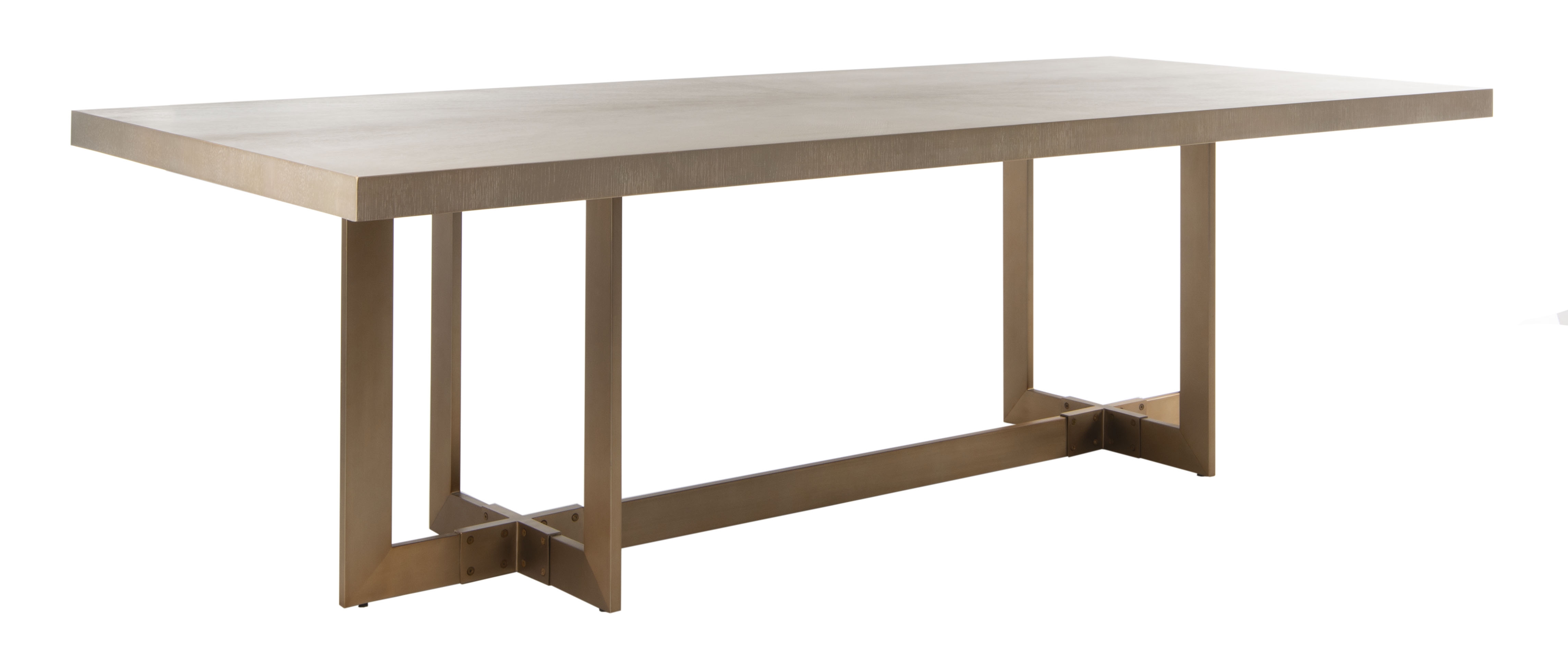Quinn Dining Table - Gray Oak/Brass - Safavieh - Image 2