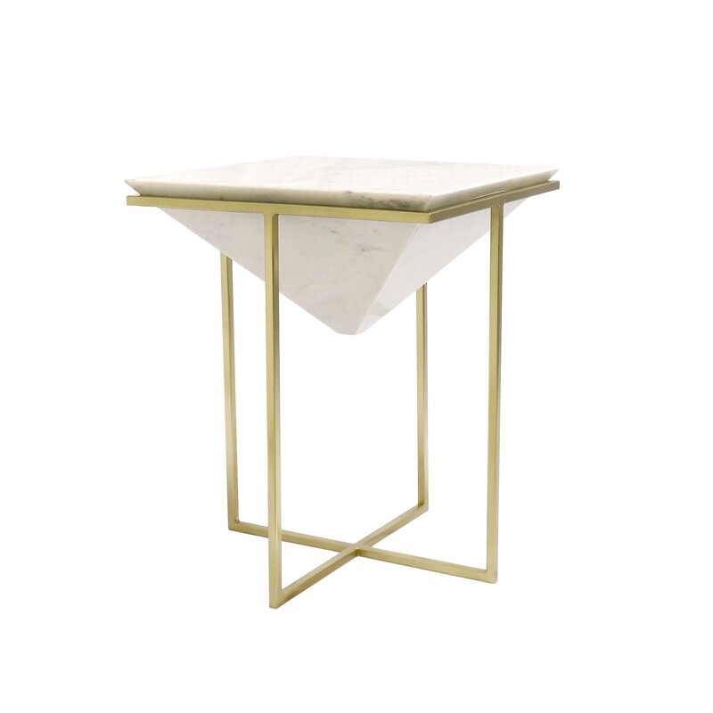 Pasargad Beacon Marble Top Cross Legs End Table - Image 0