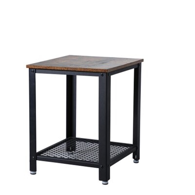 Industrial End Table, 2 Level Side Table With Storage Rack, Metal Frame, Rustic Brown, Sturdy, Easy To Assemble - Image 0