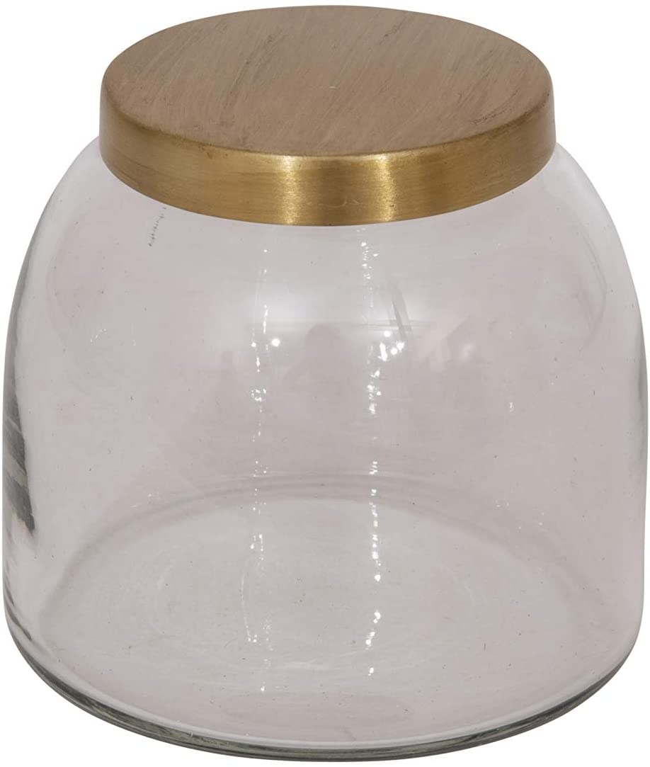 Round Glass Jars with Brass Finish Lids, Set of 3 - Image 4