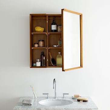 Mid-Century Open Medicine Cabinet With Shelves, Acorn, Wood - Image 3