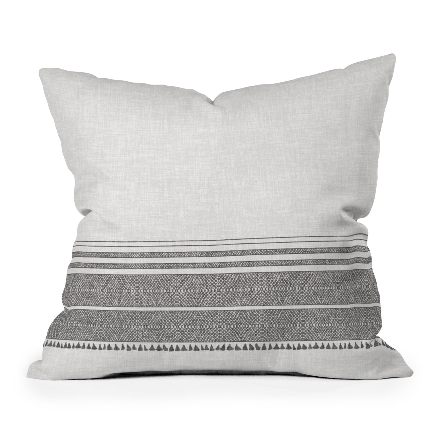 French Linen Charcoal Tassel by Holli Zollinger - Outdoor Throw Pillow 16" x 16" - Image 0