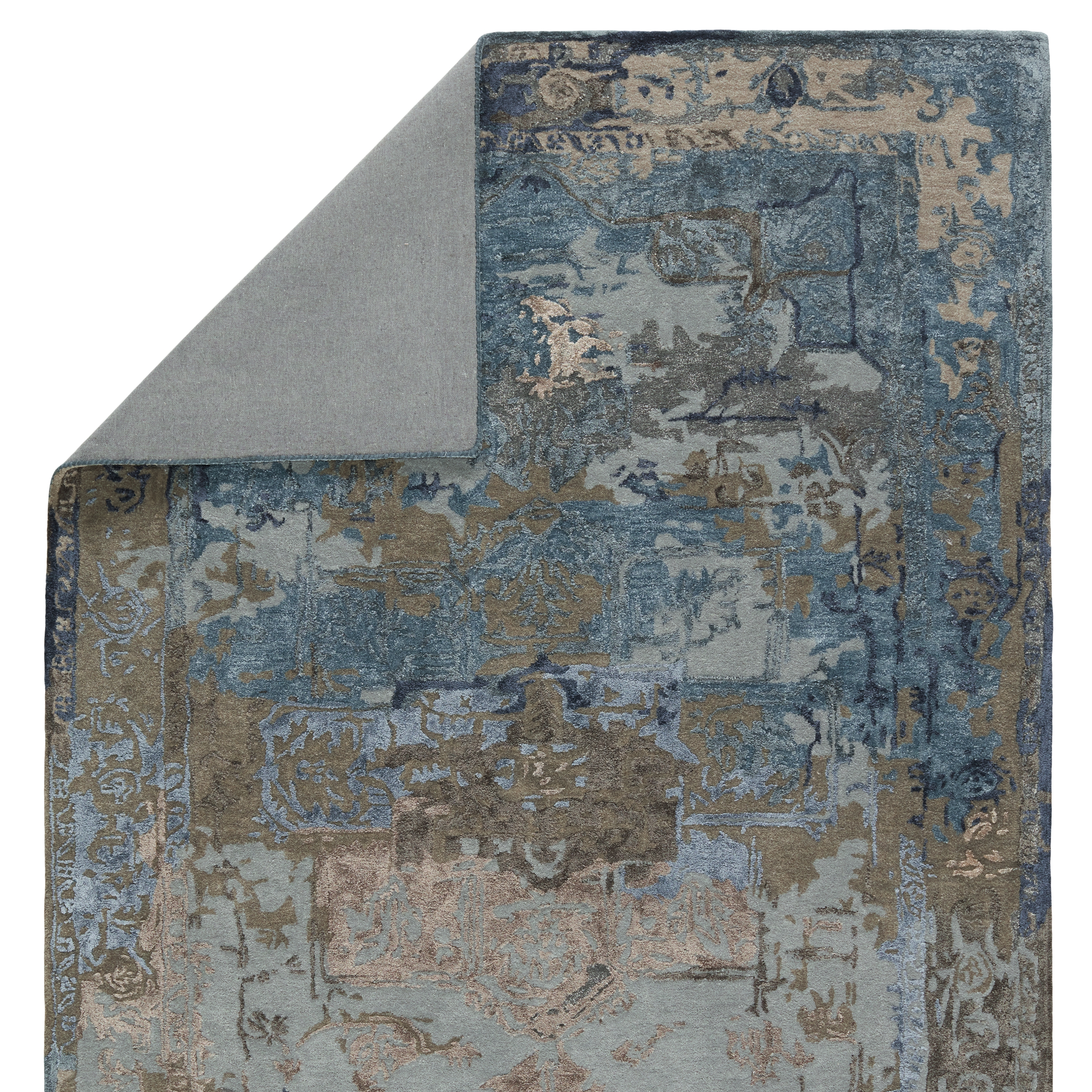 Margot Handmade Medallion Blue/ Gray Area Rug (5'X8') - Image 2
