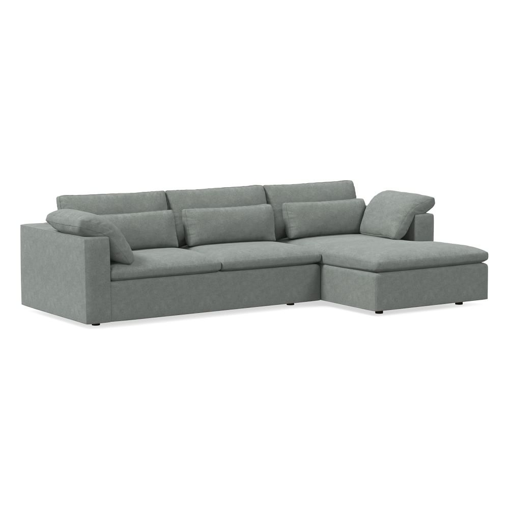 Harmony Modular 123" Right Multi-Seat 2-Piece Sleeper Sectional w/Storage, Distressed Velvet, Mineral Gray - Image 0