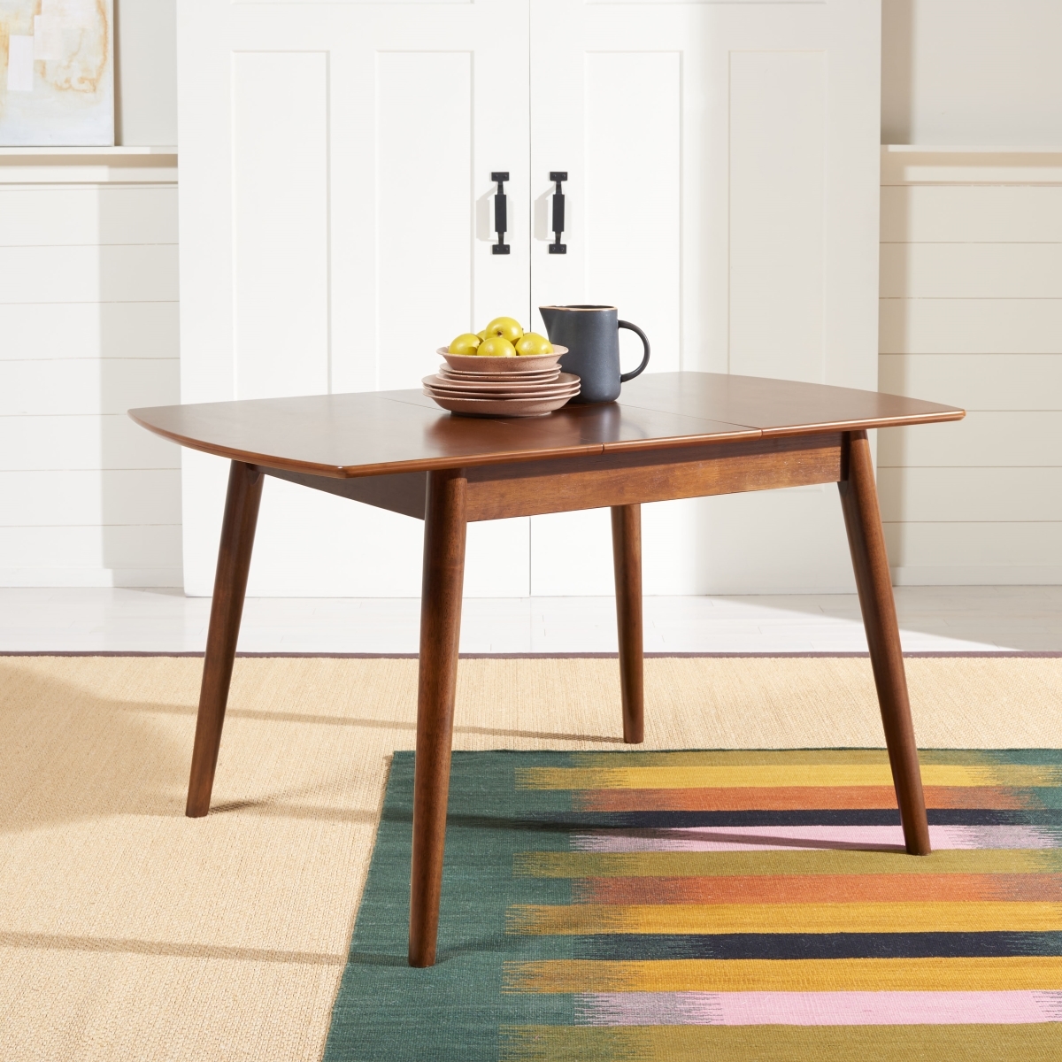 Varda Manual Extension Dining Table - Walnut - Safavieh - Image 1