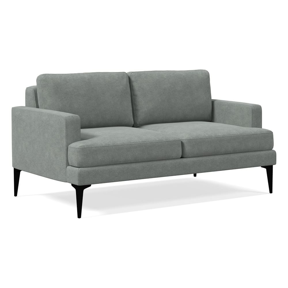 Andes Petite Loveseat, Poly, Distressed Velvet, Mineral Gray, Dark Pewter - Image 0