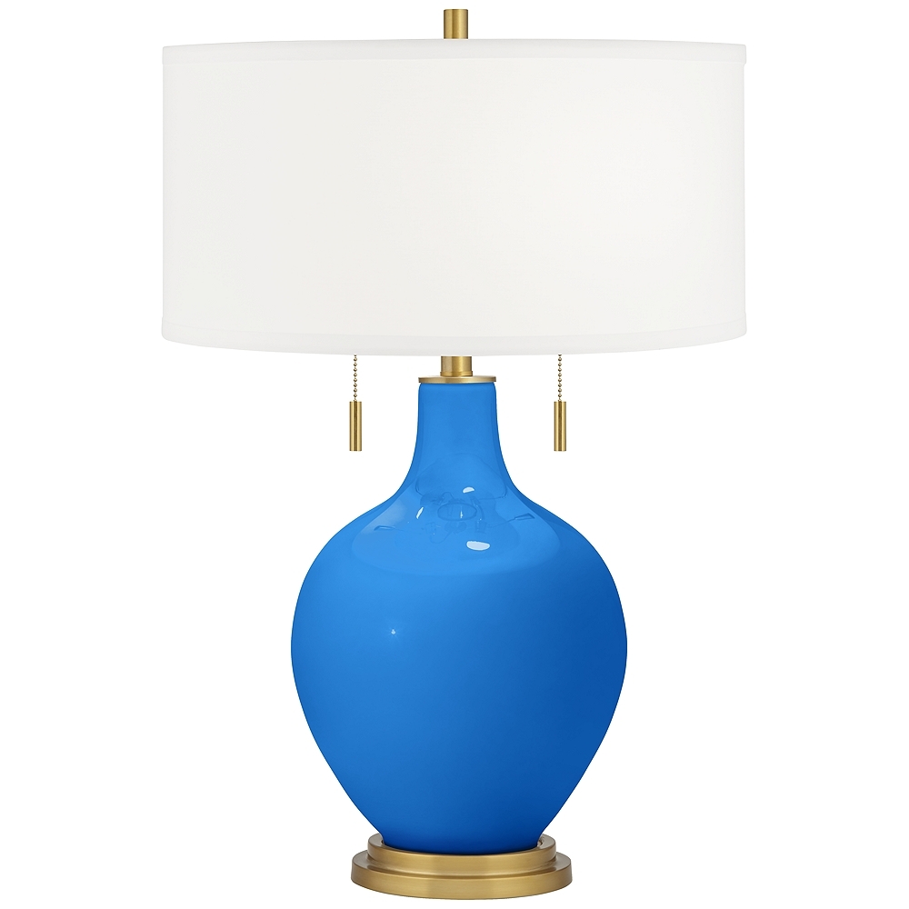 Royal Blue Toby Brass Accents Table Lamp - Image 0