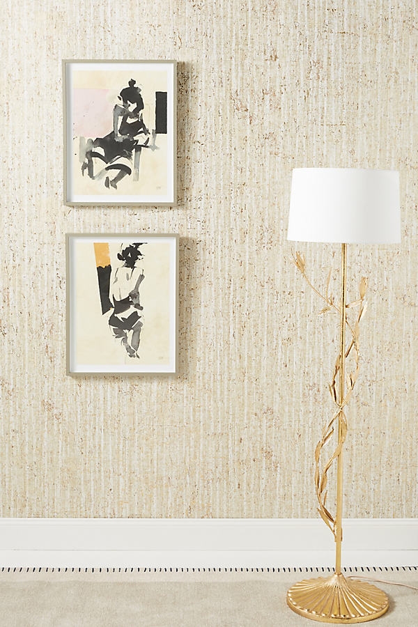 Cork Textured Wallpaper By Anthropologie in Gold Size SWATCH - Image 0