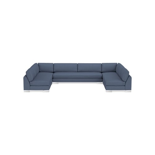 Yountville 5-Piece U-Shape Armless Sofa, Down Cushion, Perennials Performance Canvas, Denim, Metal Feet - Image 0