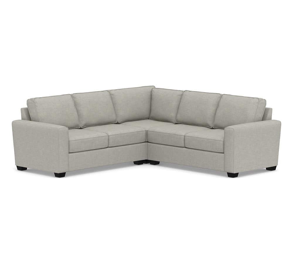 SoMa Fremont Square Arm Upholstered 3-Piece L-Shaped Corner Sectional, Polyester Wrapped Cushions, Premium Performance Basketweave Light Gray - Image 0