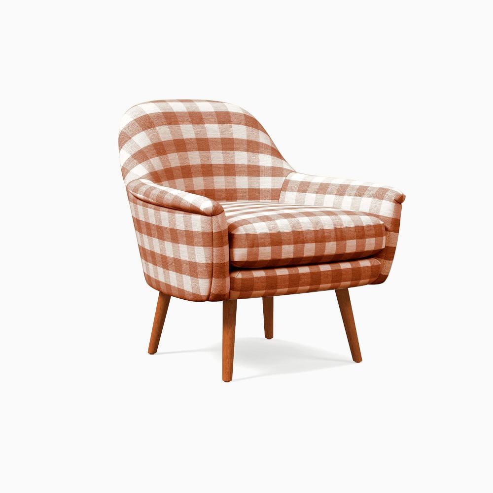 Phoebe Chair Alabaster and Nutmeg Gingham, Pecan - Image 0