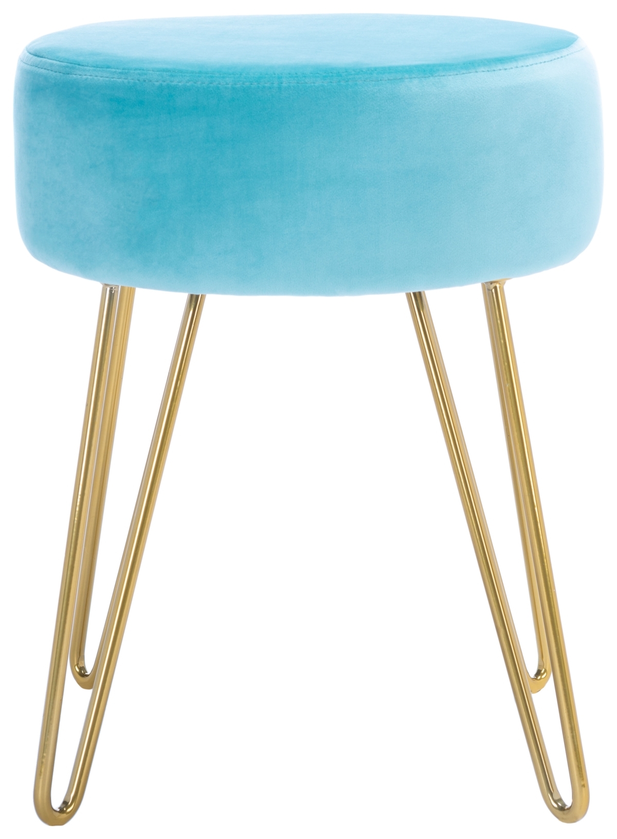 Abrea Round Ottoman - Aqua / Gold - Safavieh - Image 0