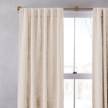 Worn Velvet Curtain with Cotton Lining, Alabaster, 48"x108" - Image 3