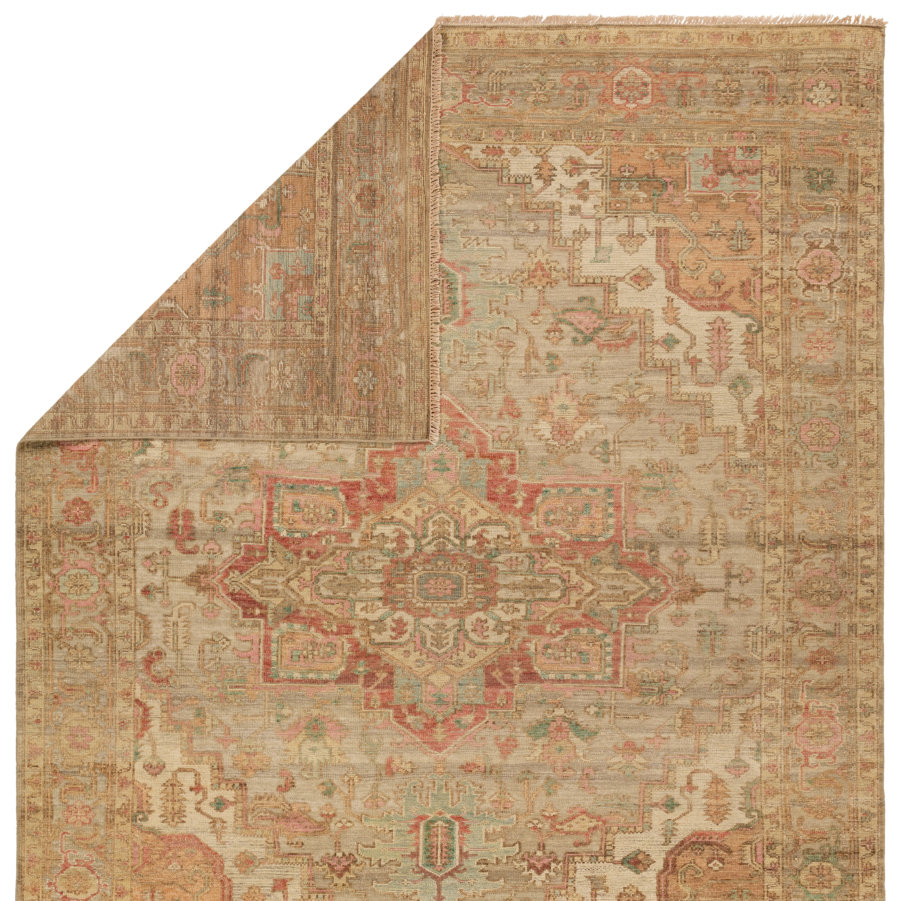 Cecilia CIC02 Handknotted Traditional Multicolor and Tan Area Rug (9'x12') - Image 2