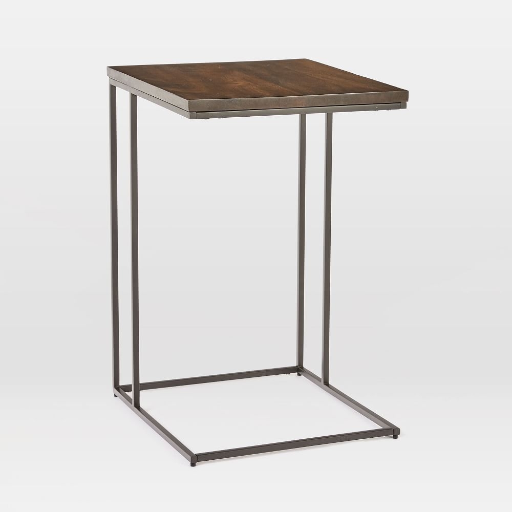 Streamline 16" C-Side Table, Dark Walnut, Dark Bronze - Image 0