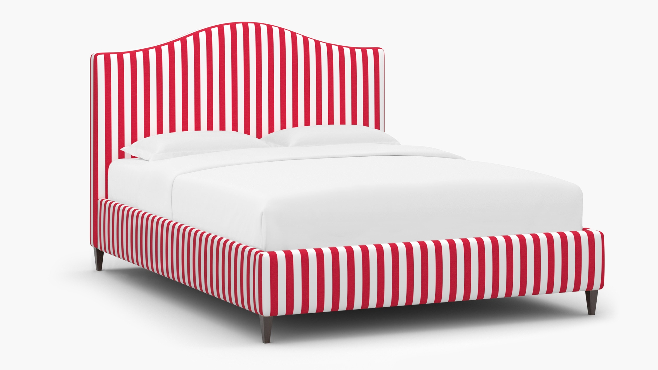 Camelback Bed, Red Cabana Stripe, Espresso Square Tapered Leg, Full - Image 1