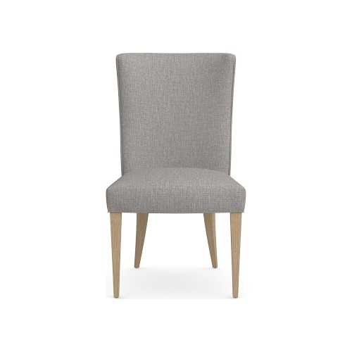 Trevor Side Chair, Standard Cushion, Perennials Performance Melange Weave, Fog, Natural Leg - Image 0