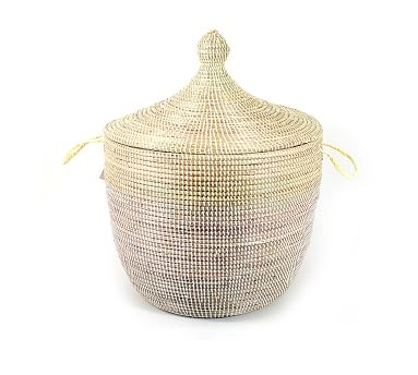 Tilda Two-Tone Woven Basket, Natural - Wide - Image 0
