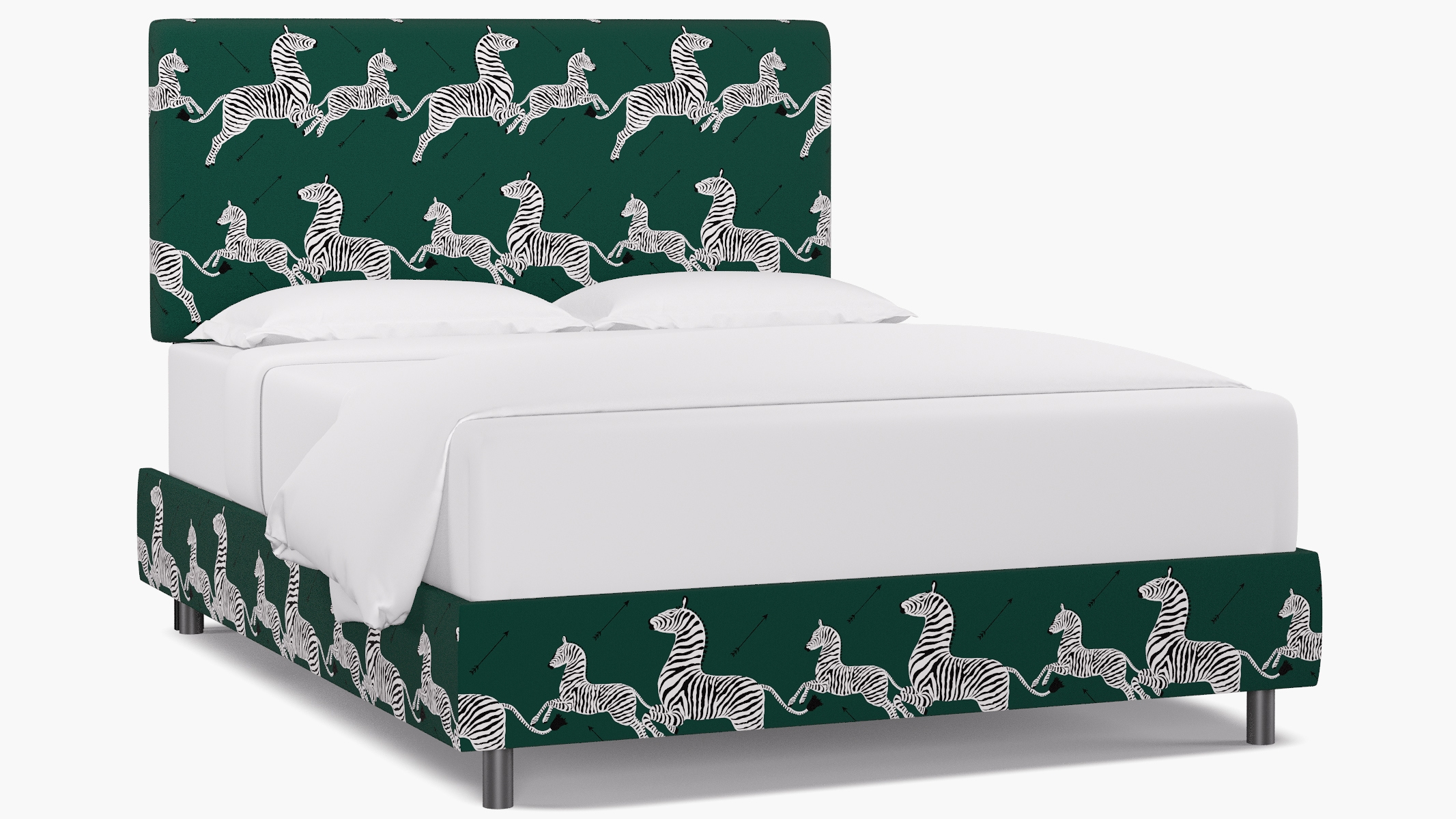 Square Back Bed, Emerald Zebra, Queen - Image 1