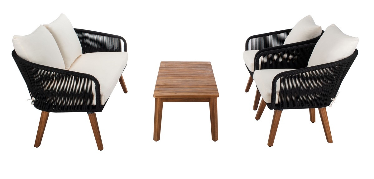 Prester 4 Pc Living Set - Black/Beige - Safavieh - Image 5