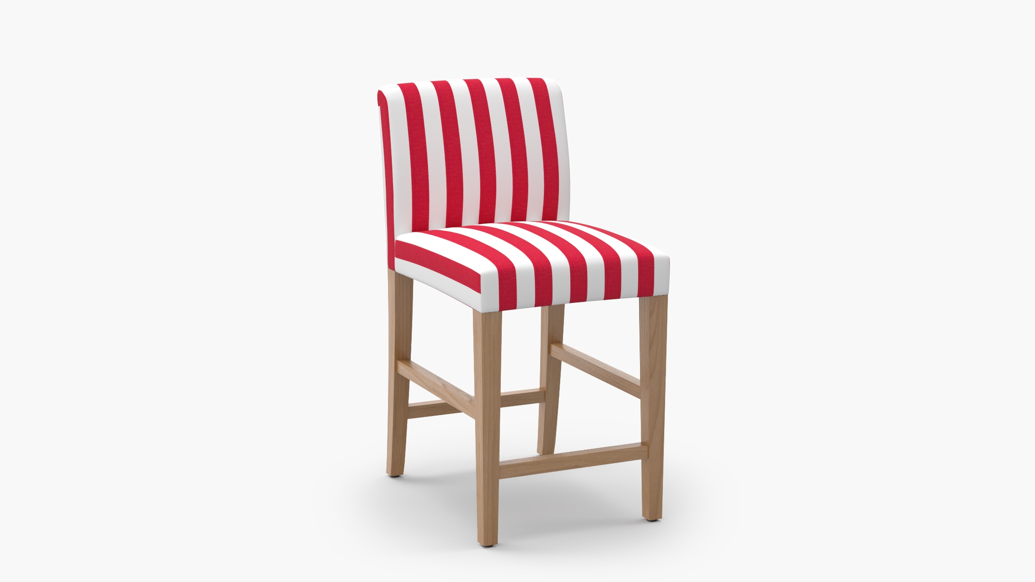 Signature Dining Counter Stool, Red Cabana Stripe, Natural Square Tapered Leg - Image 1