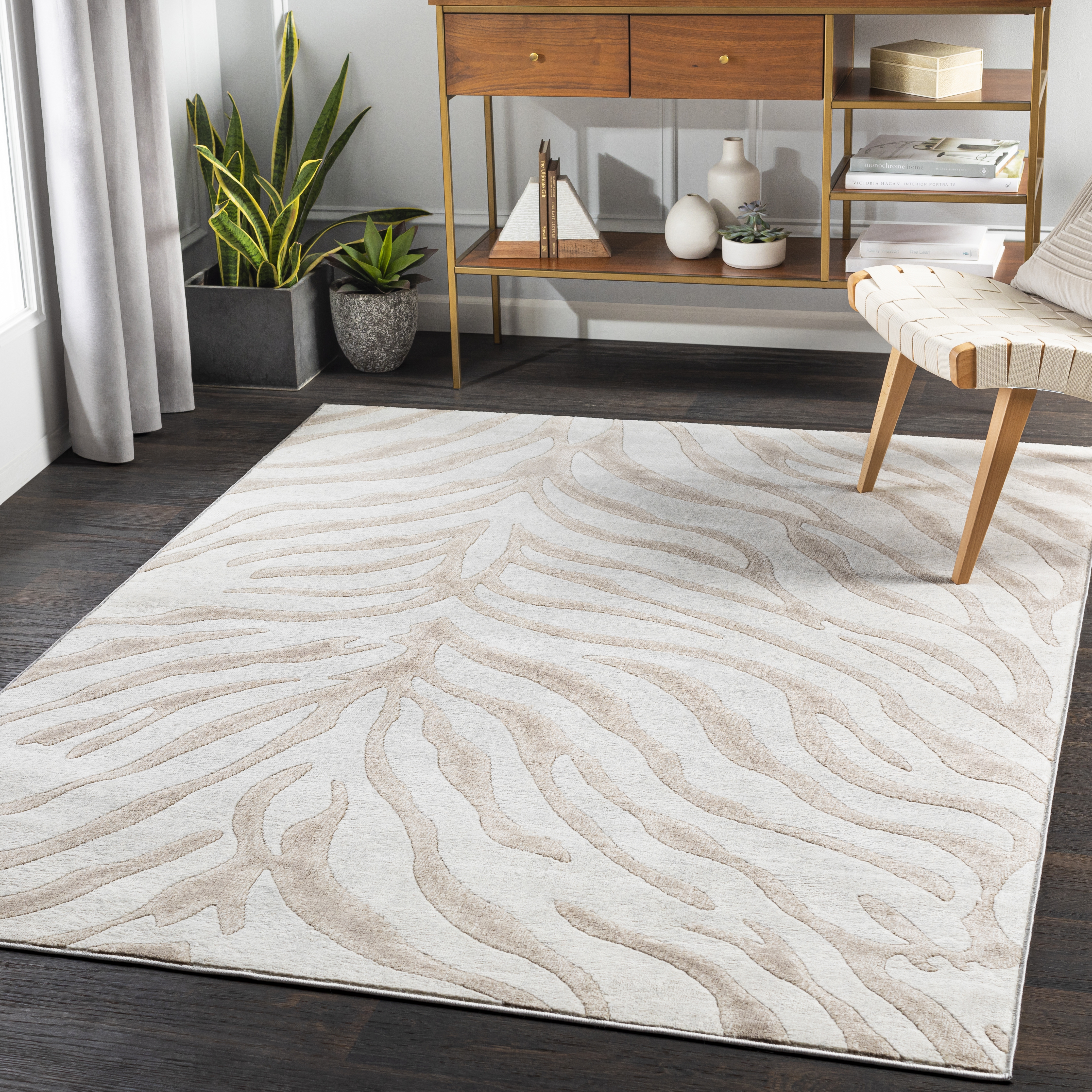 Remy Beige Indoor 7'10" x 10' Machine Woven Rug - Image 1