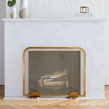 Deco Marble Fireplace Screen + Base Bom, Antique Brass, Large - Image 1