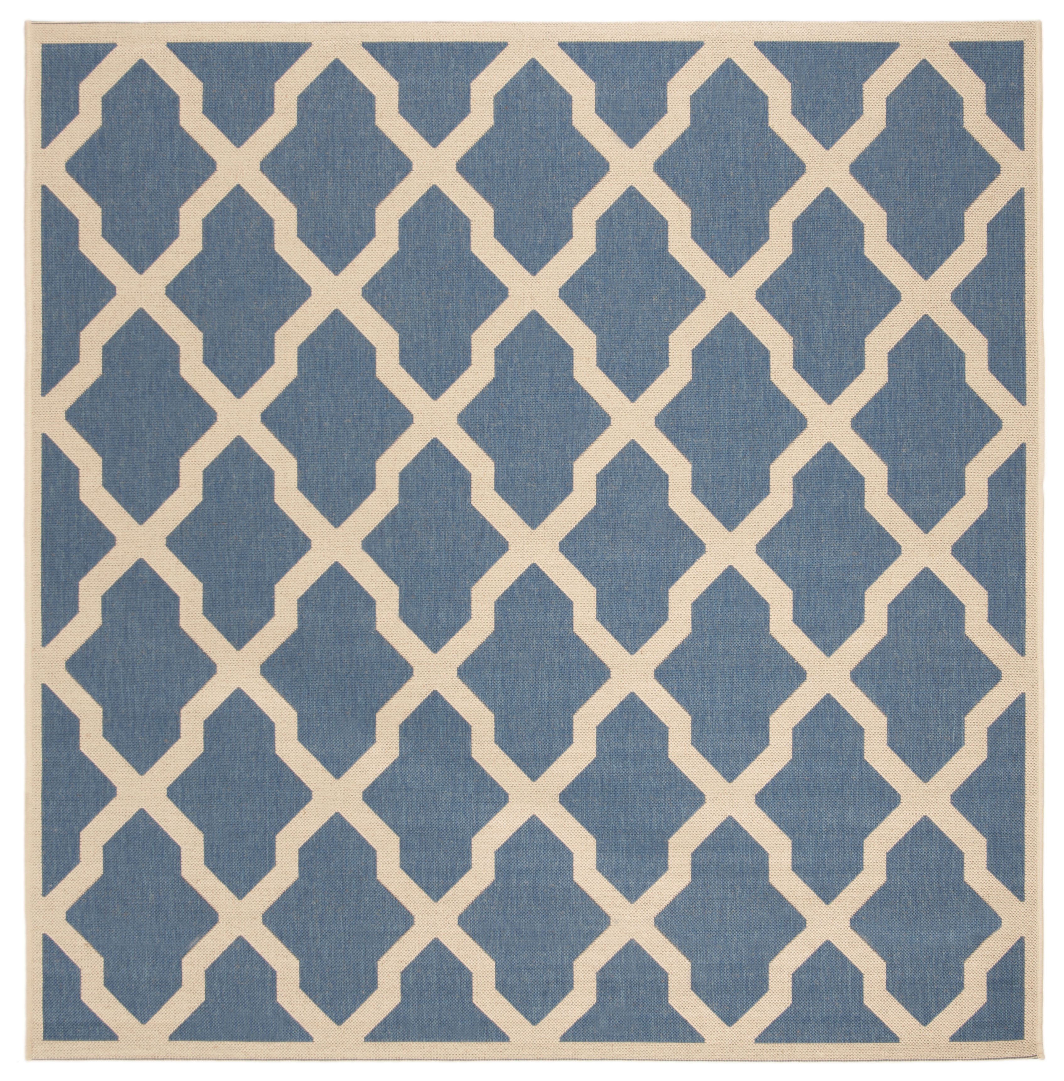 Arlo Home Indoor/Outdoor Woven Area Rug, LND122M, Blue/Cream,  6' 7" X 6' 7" Square - Image 0