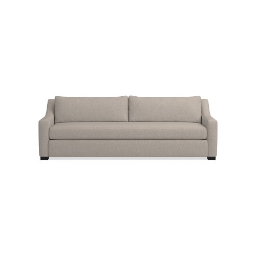 Ghent Slope Arm 96 Sofa, Down Cushion, Perennials Performance Melange Weave, Light Sand, Ebony Leg - Image 0