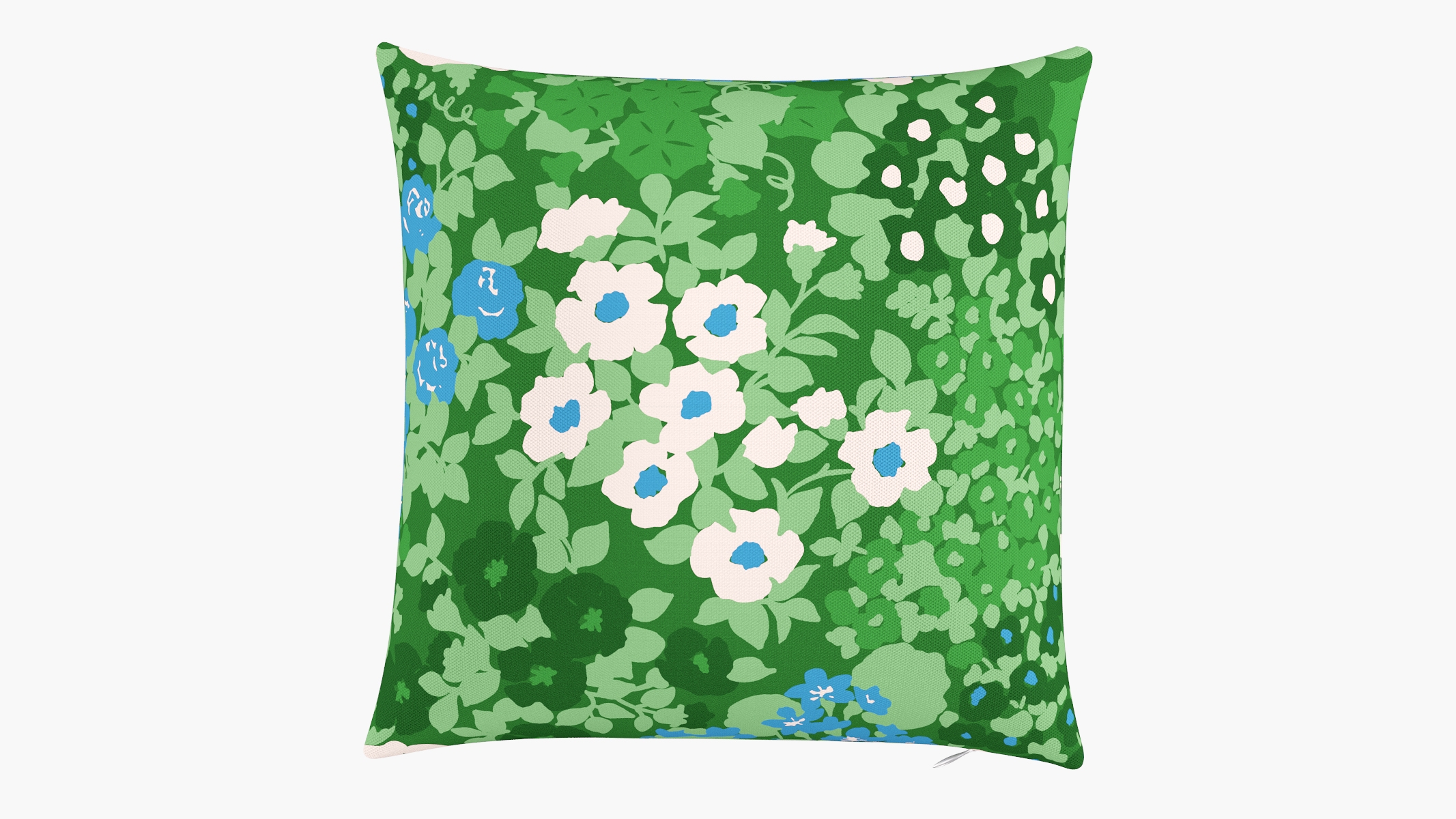 Throw Pillow 18", Bluebird Million Flowers, 18" x 18" - Image 0