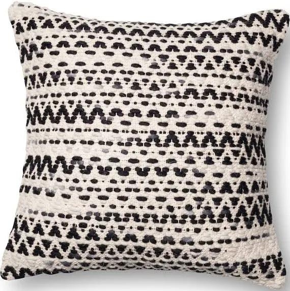Patterned Throw Pillow, 22" x 22", Black & Ivory - Image 0