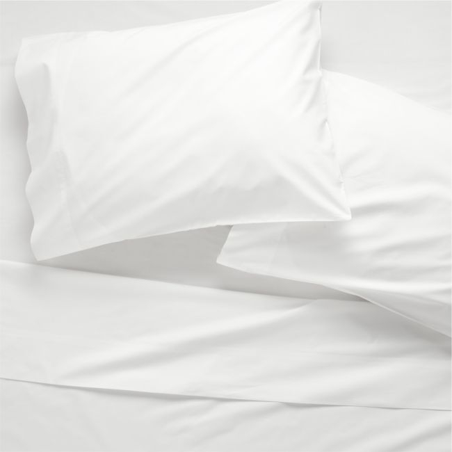 Cotton Percale 400 Thread Count White King Sheet Set - Image 0