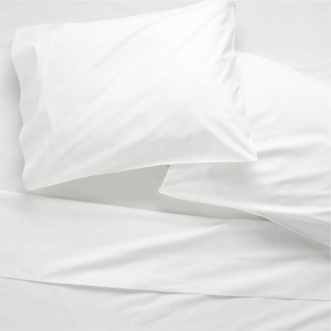 Organic Cotton Percale 400 Thread Count White Queen Sheet Set - Image 0