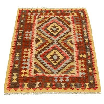 One-of-a-Kind Hand-Knotted New Age 3'5" x 6'5" Wool Area Rug in Orange/Red - Image 0